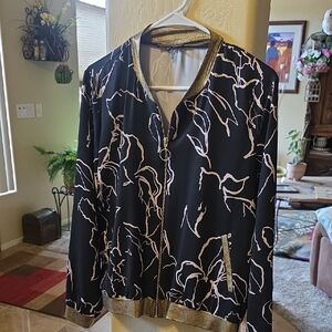 Stylish Black and Gold Women's Bomber Jacket